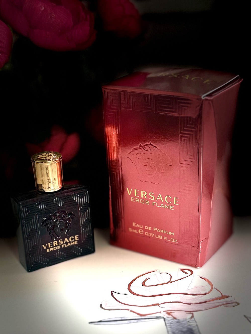 Versace Eros Flame Mini — Black & Red with Gold Accents